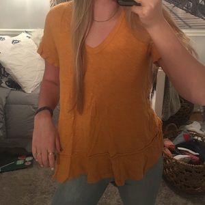 Anthropologie Mustard Flowy Tee